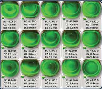 Fig. 1. GPLI’s “Click N’ Fit” online diagnostic fitting set gives practitioners a way to fit GP lenses interactively before trying the real thing. Image: Edward S. Bennett, OD